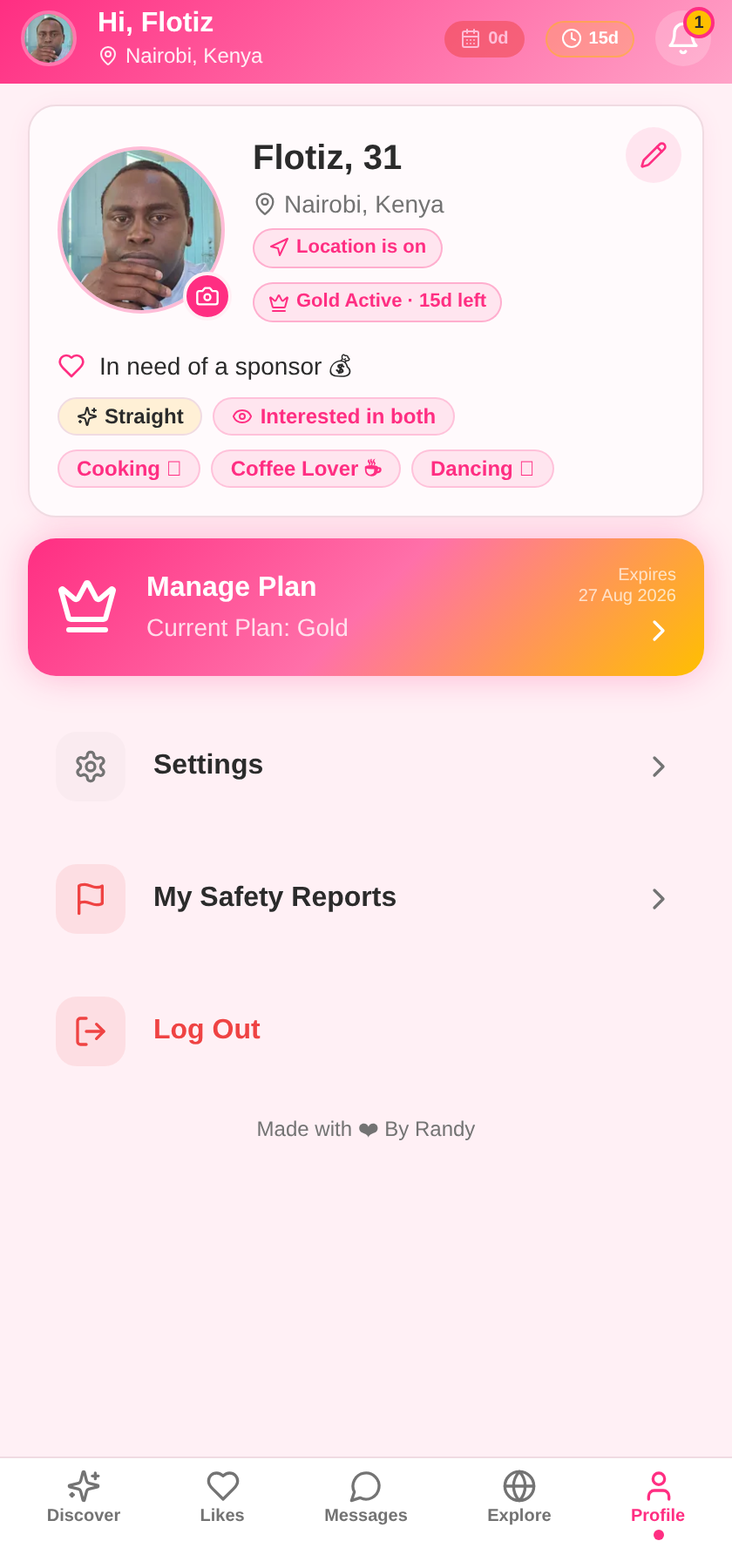 Your Profile in the LoveMe app